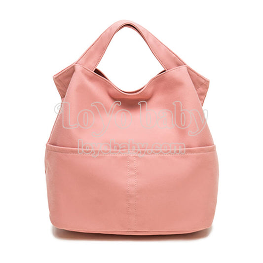 chic foldable canvas lunch bag tote for women and men to work in pink lotus