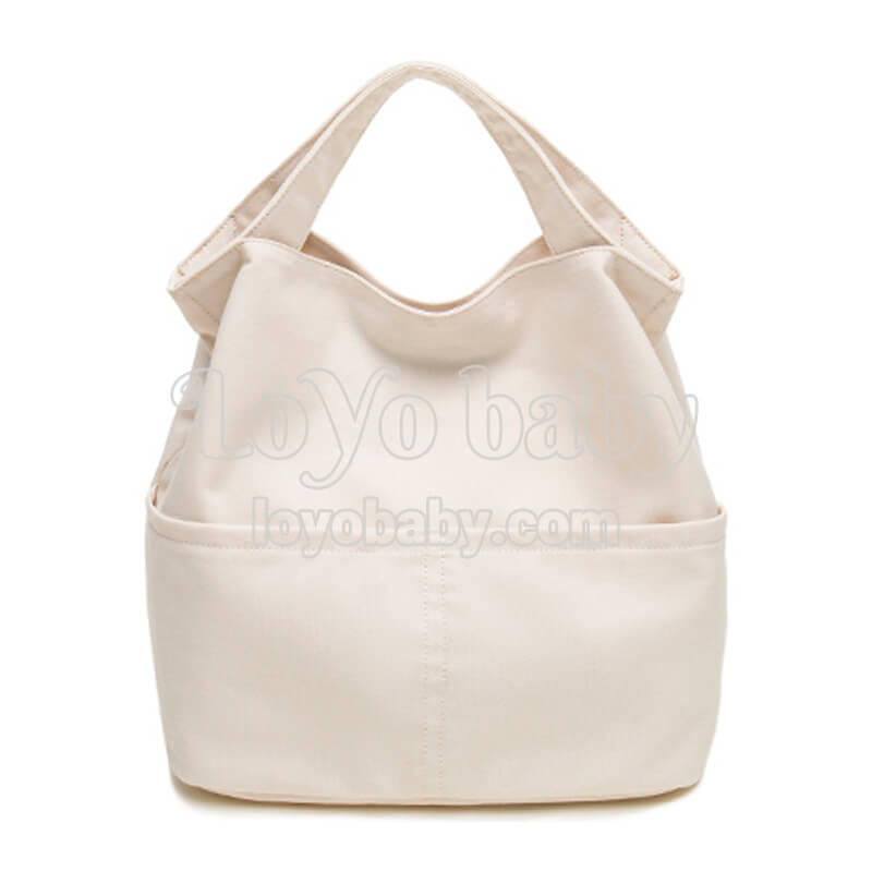 fancy canvas foldable beige lunch tote bag for women and men