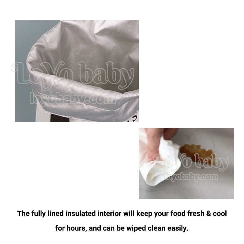 foldable drawstring canvas insulated wipeable tote lunch bag for adults