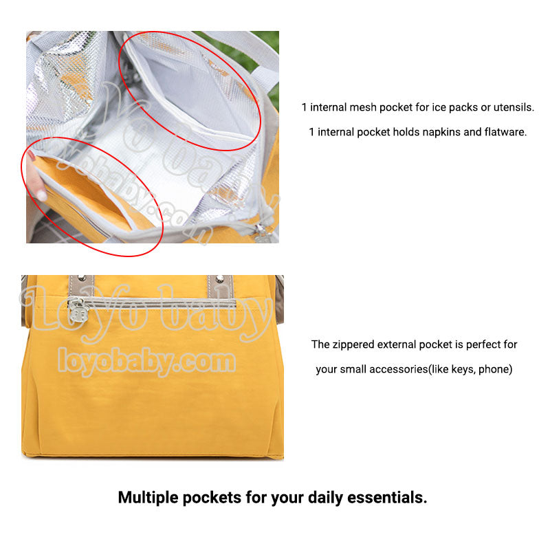 insulated chic women lunch purse for work with pockets