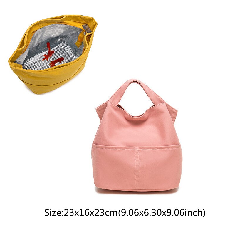 Collapsible Minimalist Canvas Lunch Tote Bag For Work