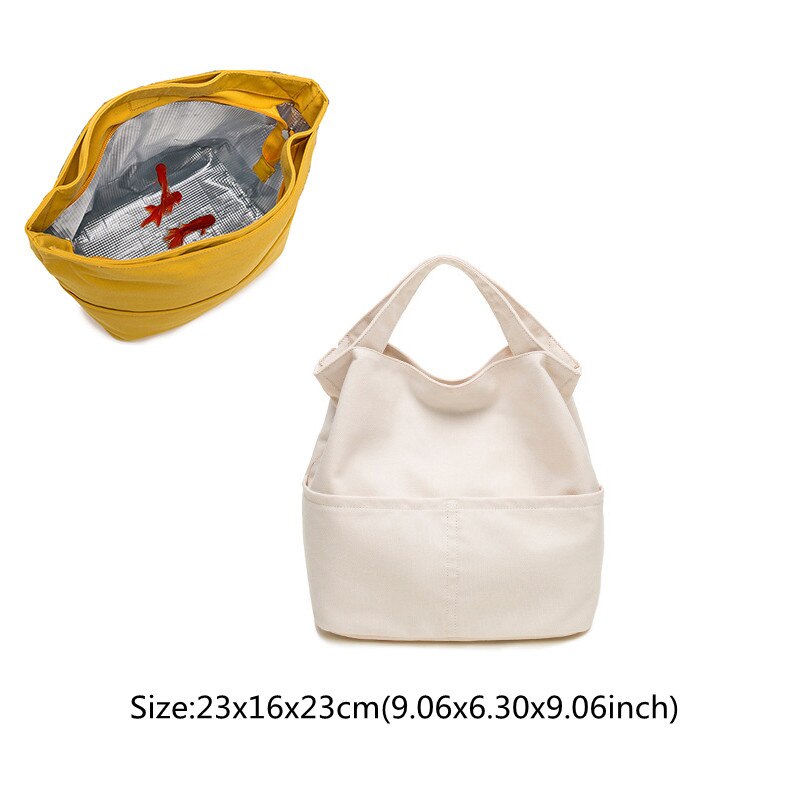 Collapsible Minimalist Canvas Lunch Tote Bag For Work