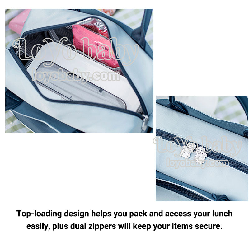 aesthetic insulated tote lunch bag for women with zipper and easy to access