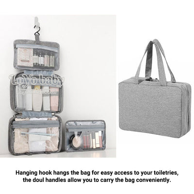 bathroom travel bag for toiletries with hanger and double handles