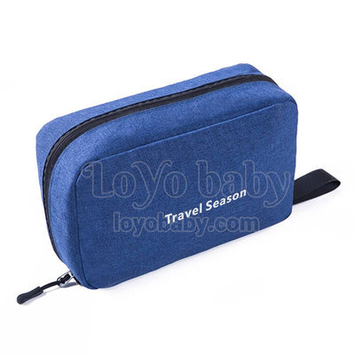 blue compact hanging toiletry travel bag for women and men