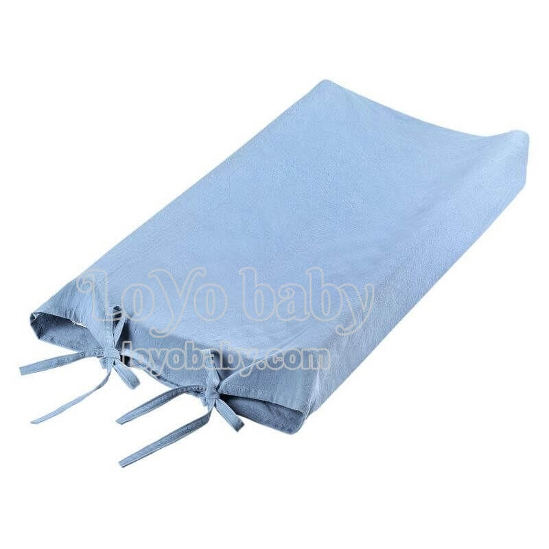 blue plush neutral cotton baby changing table pad covers for boys and girls flat and contoured