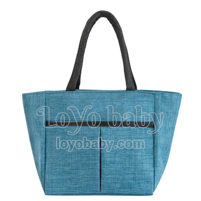 blue simple chic women insulated lunch tote bag