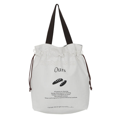 canvas drawstring collapsible off white lunch bag for women and men