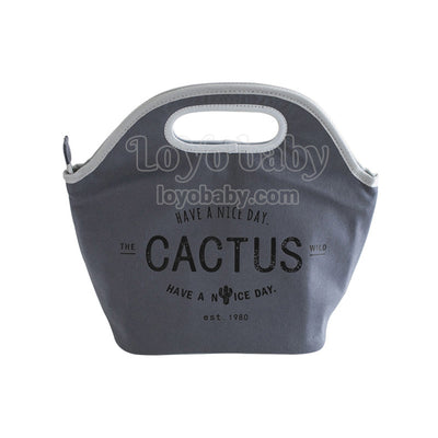 canvas gray cactus insulated cotton lunch bag tote for adult