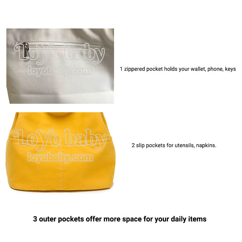 canvas simple collapsible lunch tote bag for work with multiple pockets