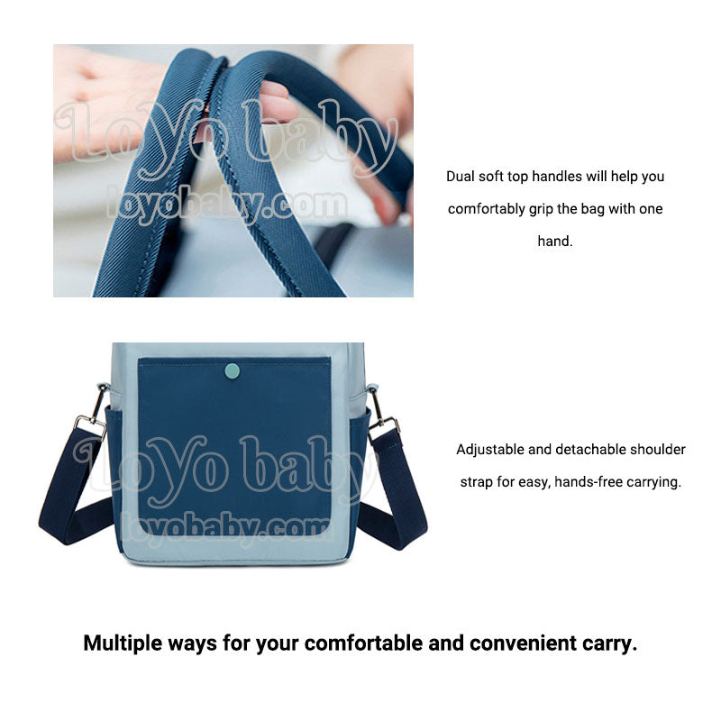 chic women insulated tall lunch bag for work with crossbody strap and double handles