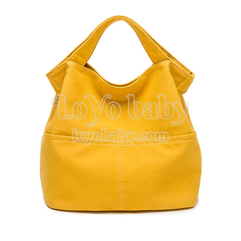 collapsible minimalist yellow canvas tote lunch tote for adults to work