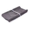 dark gray plush diaper changing pad cover for baby boys and girls with holes for straps