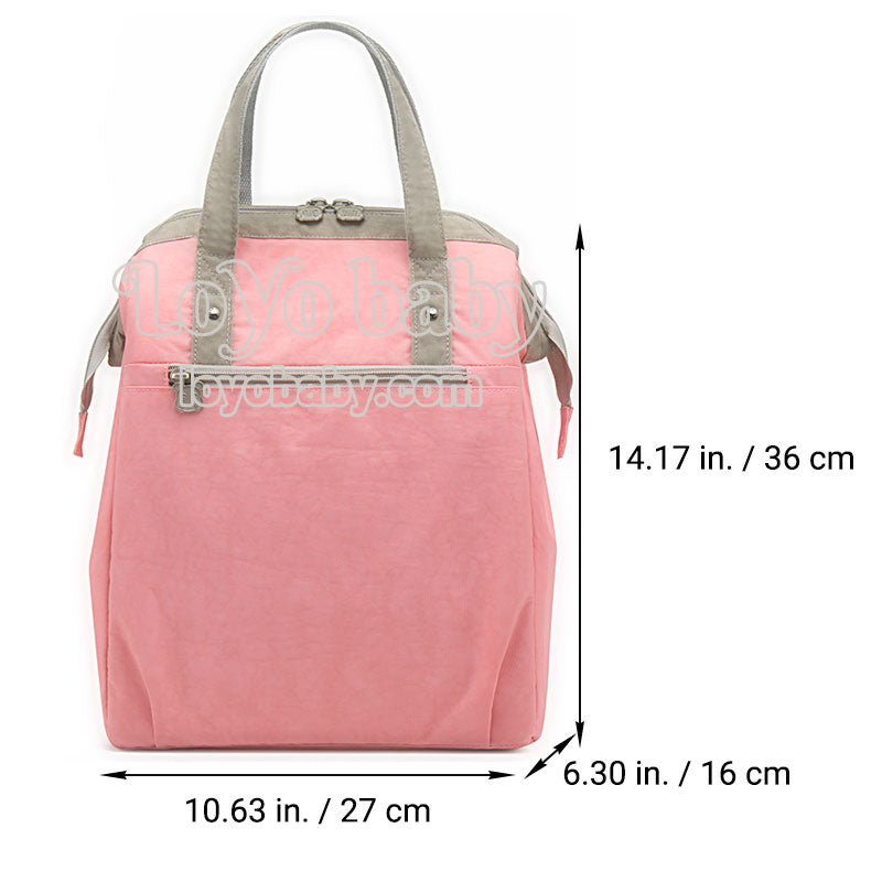 dimensions of large upright chic lunch tote bag for women with easy open top