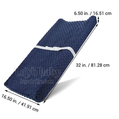 dimensions of plush diaper changing pad cover set for baby boys and girls flat and contour with holes in middle for straps