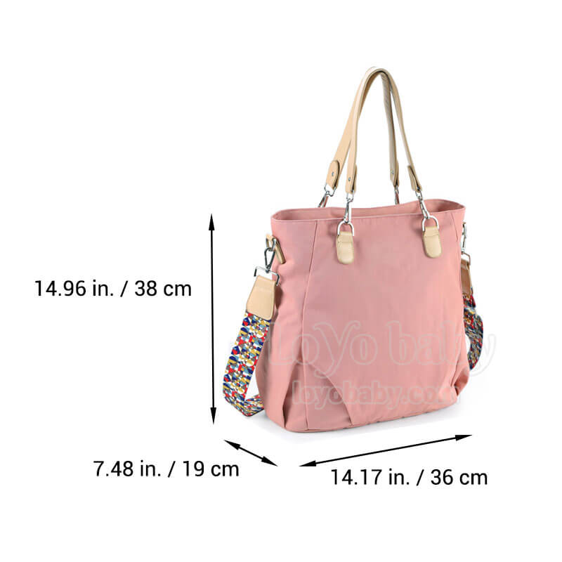 dimensions of stylish waterproof nylon diaper tote bag for moms