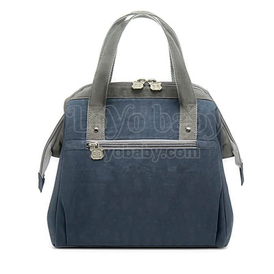 fashionable insulated lunch bag tote for women in vintage blue