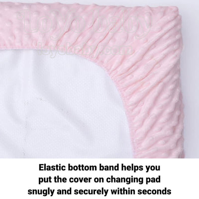 flat and contoured plush changing pad cover for baby boys and girls with holes for straps put on changing pad snugly