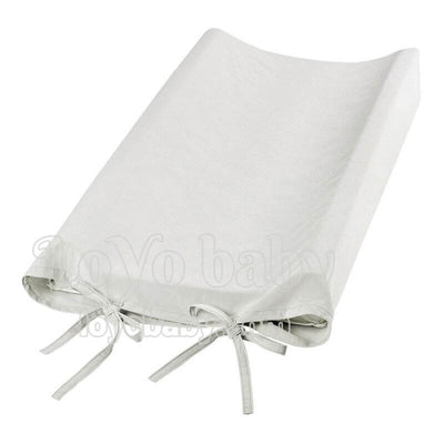 gray plush neutral cotton changing table pad cover for baby boys and girls flat and contoured