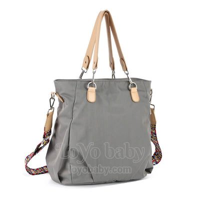 gray stylish waterproof nylon diaper tote bag for moms