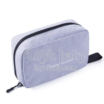 gray unisex clamshell travle toiletry bag with hanger