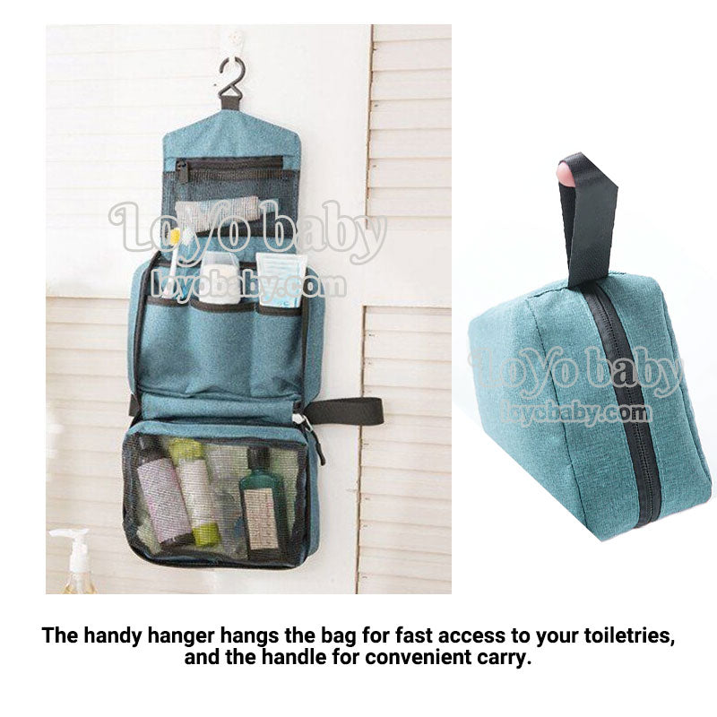 hanging bathroom travel bag for toieltries with hook and handle