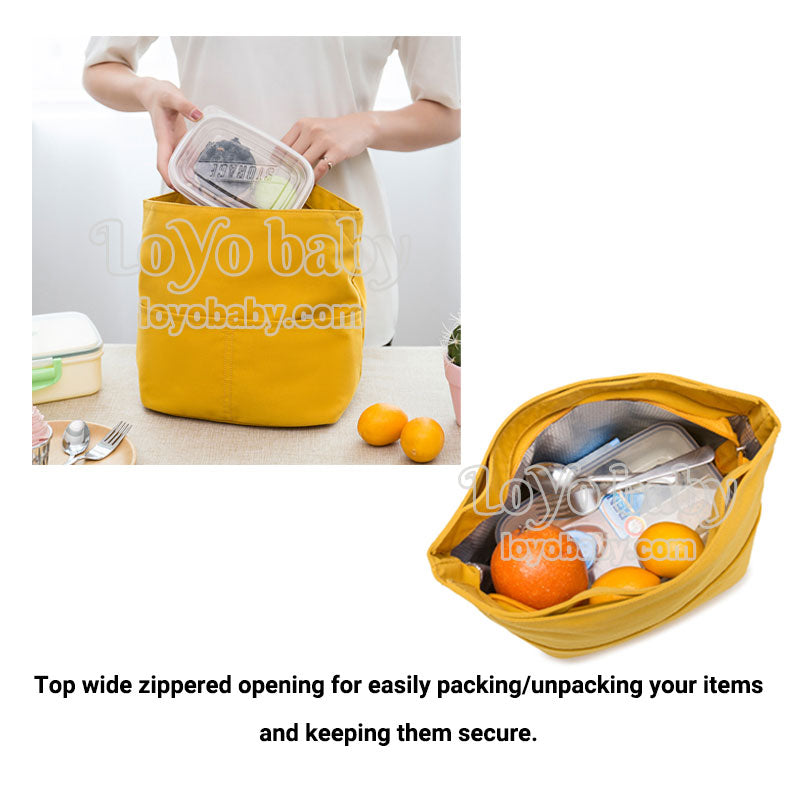 minimalist collapsible canvas lunch bag for work with easy open top