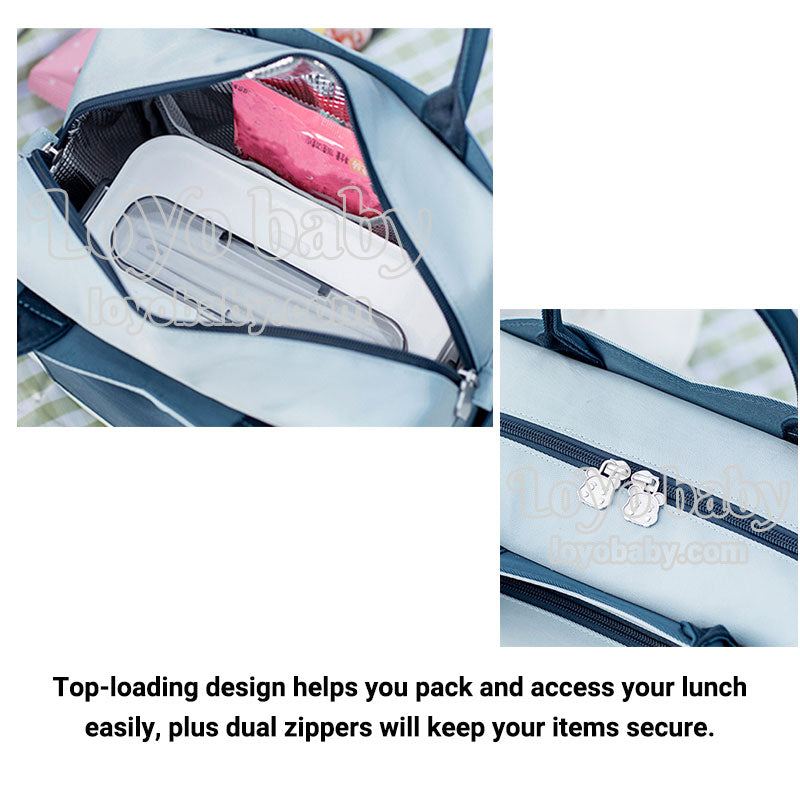 modern women tall insulated lunch tote bag with zipper and easy to access