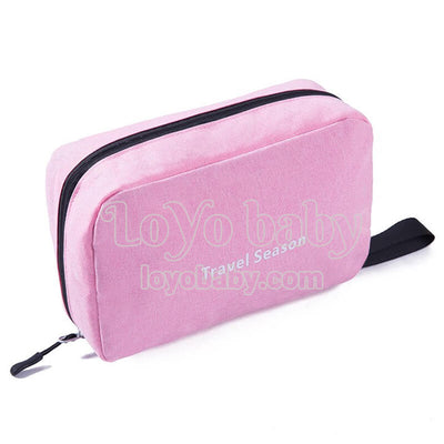 pink minimalist tote bag for toiletry with zipper and hook