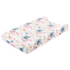 plush neutral cotton blend floral changing table pad covers for baby boys and girls flat and contoured with holes for safety straps watercolor flowers