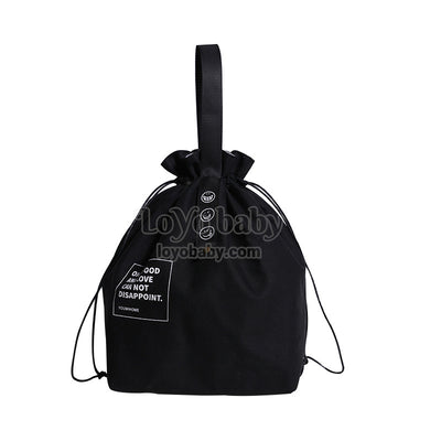 simple insulated drawstring black lunch bag for adult