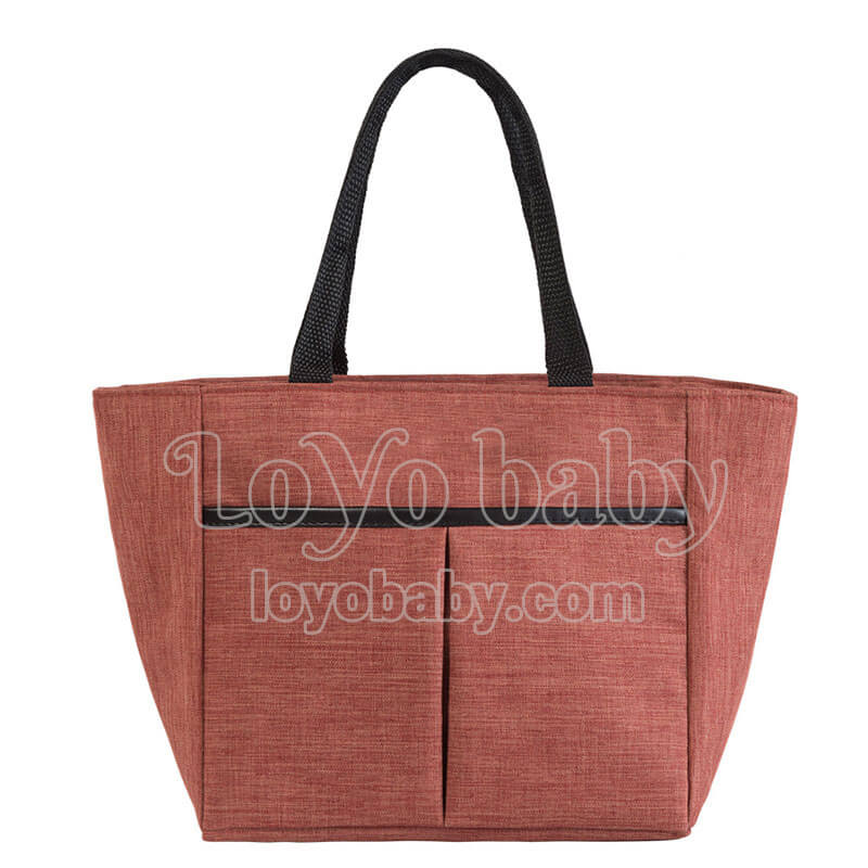 simple insulated tote lunch bag for women in orange