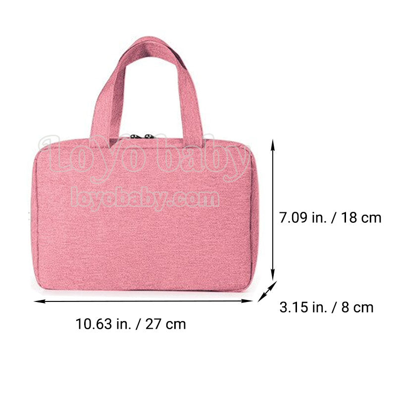 travel tote bag for toiletry with double zipper and handles dimensions