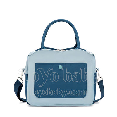 womens stylish blue insulated lunch tote bag for work
